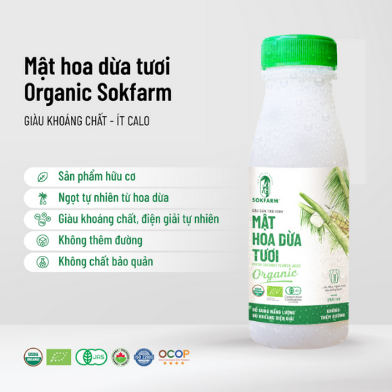 Hình ảnh sản phẩm Mật hoa dừa tươi organic Sokfarm