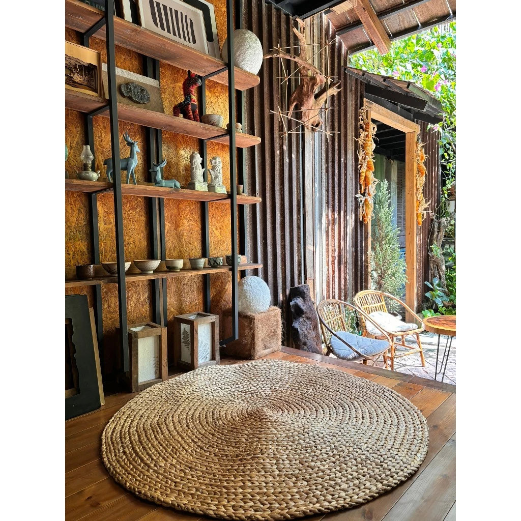 Hình ảnh sản phẩm Thảm Cói Trải Sàn Thảm Cói Decor Hình Hoa 90cm Ecoka 