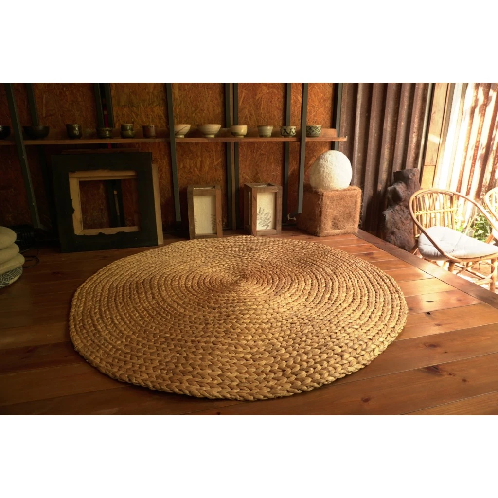 Hình ảnh sản phẩm Thảm Cói Trải Sàn Thảm Cói Decor Hình Hoa 90cm Ecoka 